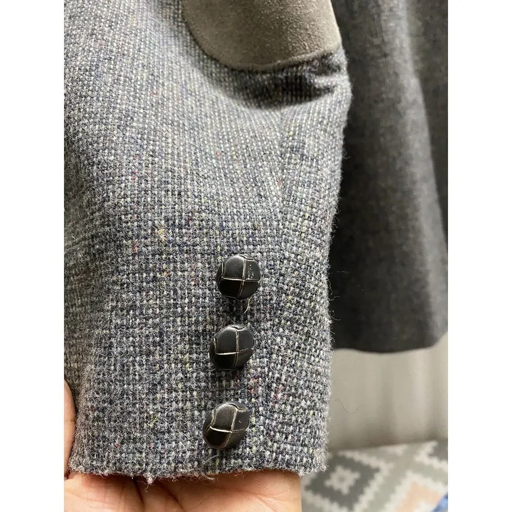 Vintage Pioneer Wear Western Sport coat Jacket Grey Elbow Patches 44L Wool Blend